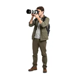 Wildlife photographer with a long lens