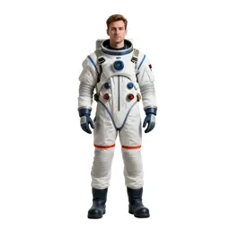 Orbital station engineer in a pressure suit