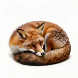Red fox curled asleep
