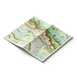 Topographic map folded