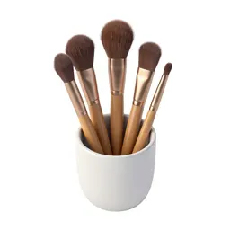Makeup brush set in a cup