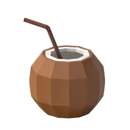 Fresh coconut with a straw