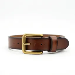 Leather belt with a brass buckle