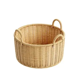 Woven storage basket with handles