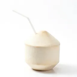 Fresh coconut with a straw