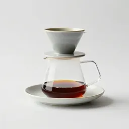 Pour-over coffee mid-bloom