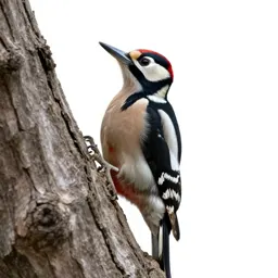 Woodpecker on bark