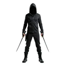 Hooded rogue with twin daggers