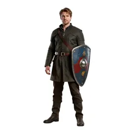 Knight errant with a battered shield