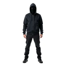Masked assassin in dark cloth