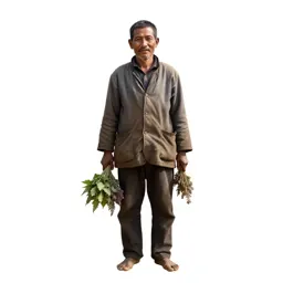 Village healer with herb bundles