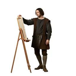 Renaissance painter at an easel