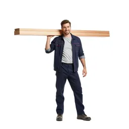 Carpenter shouldering timber