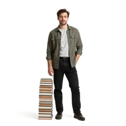 Librarian with a stack of books