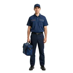 Postal courier with a satchel