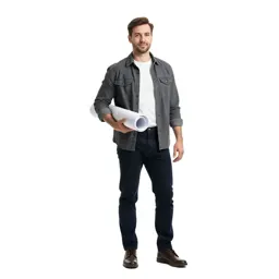 Architect carrying rolled plans