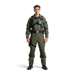 Mech pilot in a flight harness