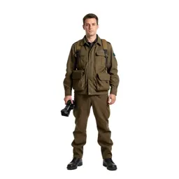 War correspondent with a hovering camera