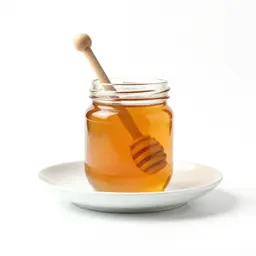 Jar of honey with a dipper