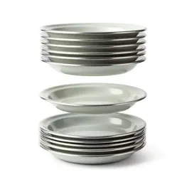 Stack of enamel camping plates