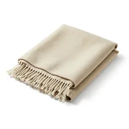 Folded wool throw with fringe