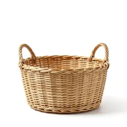 Woven storage basket with handles