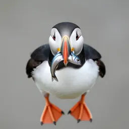 Puffin with a beakful of fish