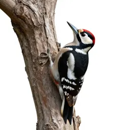 Woodpecker on bark