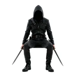 Hooded rogue with twin daggers