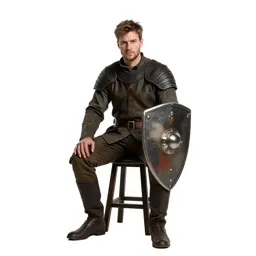 Knight errant with a battered shield
