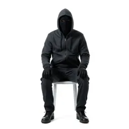 Masked assassin in dark cloth