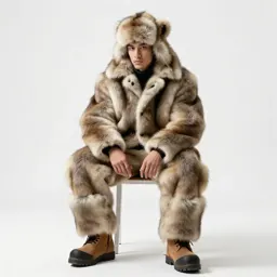 Snow-country hunter in furs