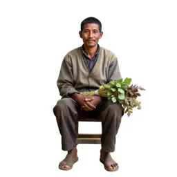 Village healer with herb bundles
