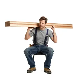 Carpenter shouldering timber