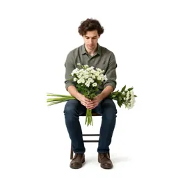 Florist arranging stems