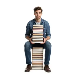 Librarian with a stack of books