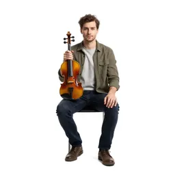 Luthier holding a violin
