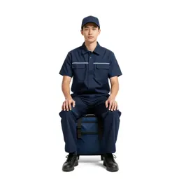 Postal courier with a satchel