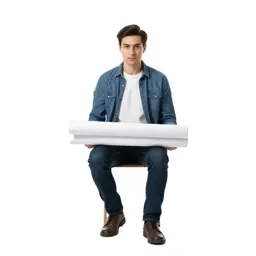 Architect carrying rolled plans