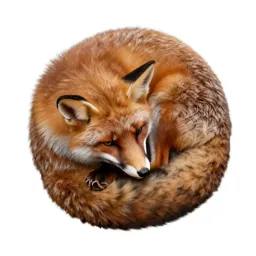 Red fox curled asleep