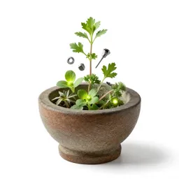 Mortar of glowing herbs