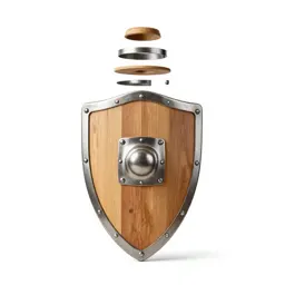 Wooden shield with an iron boss
