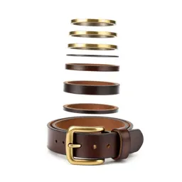 Leather belt with a brass buckle