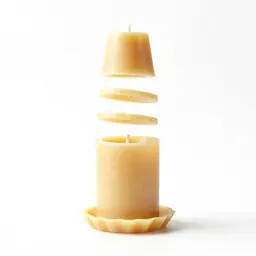 Beeswax pillar candle on a holder