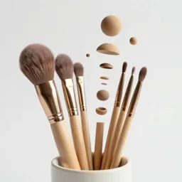 Makeup brush set in a cup