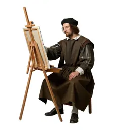 Renaissance painter at an easel