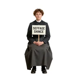 Suffragette with a banner