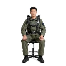 Mech pilot in a flight harness