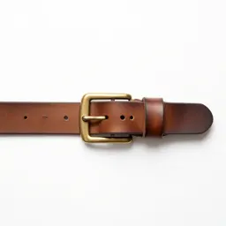 Leather belt with a brass buckle
