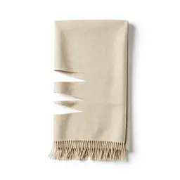 Folded wool throw with fringe